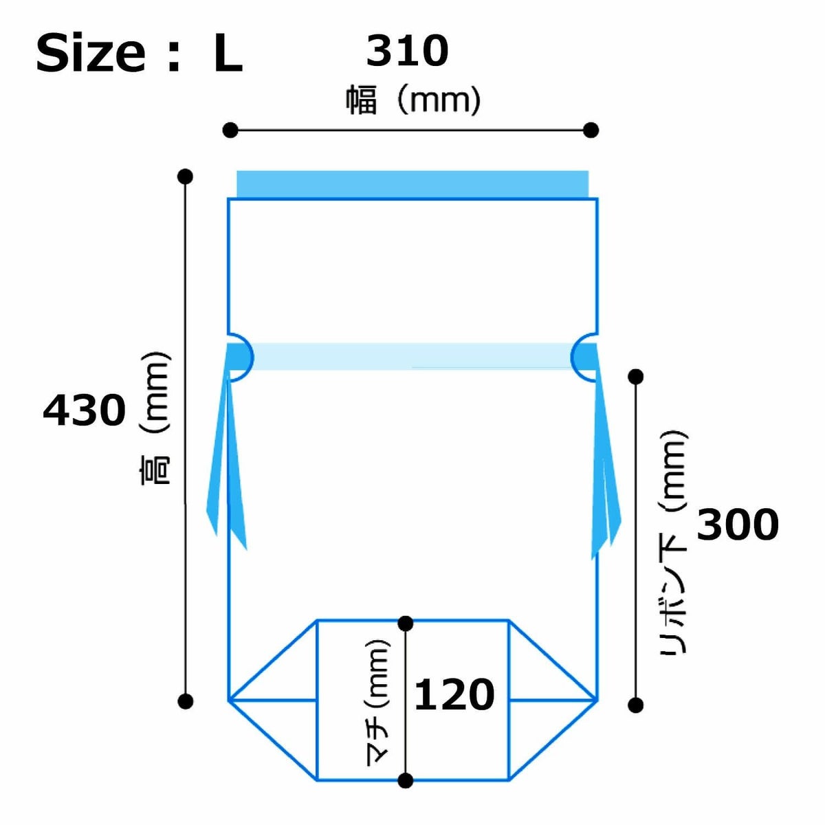 リボン付きギフトバッグ ブラウン L