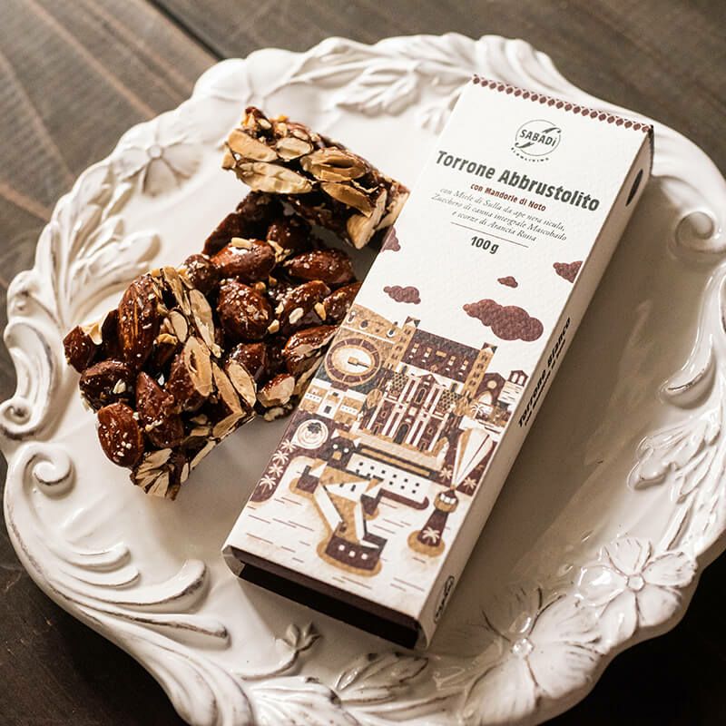 Sabadi サバディ トッローネ（ノート産ロマーナアーモンドとブラックシュガー） Torrone Abbrustolito con Mandorle